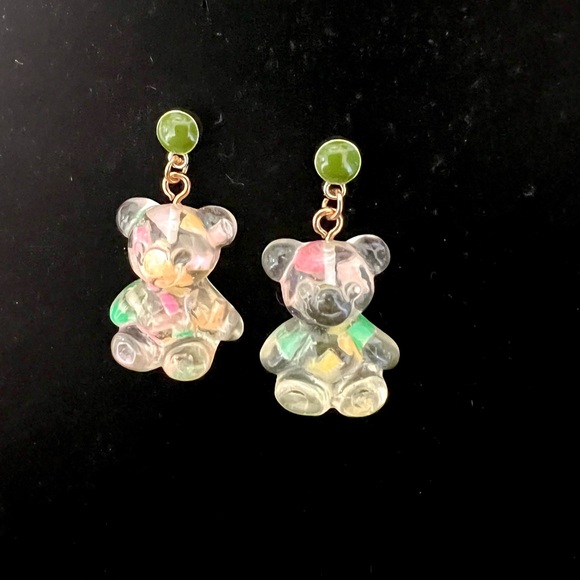 New! Resin Confetti Gummy Bear Earrings - Picture 2 of 4
